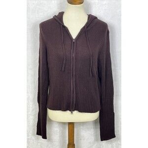 Divided Zip Front Hooded Cardigan Sweater Plum Juniors Size XXL